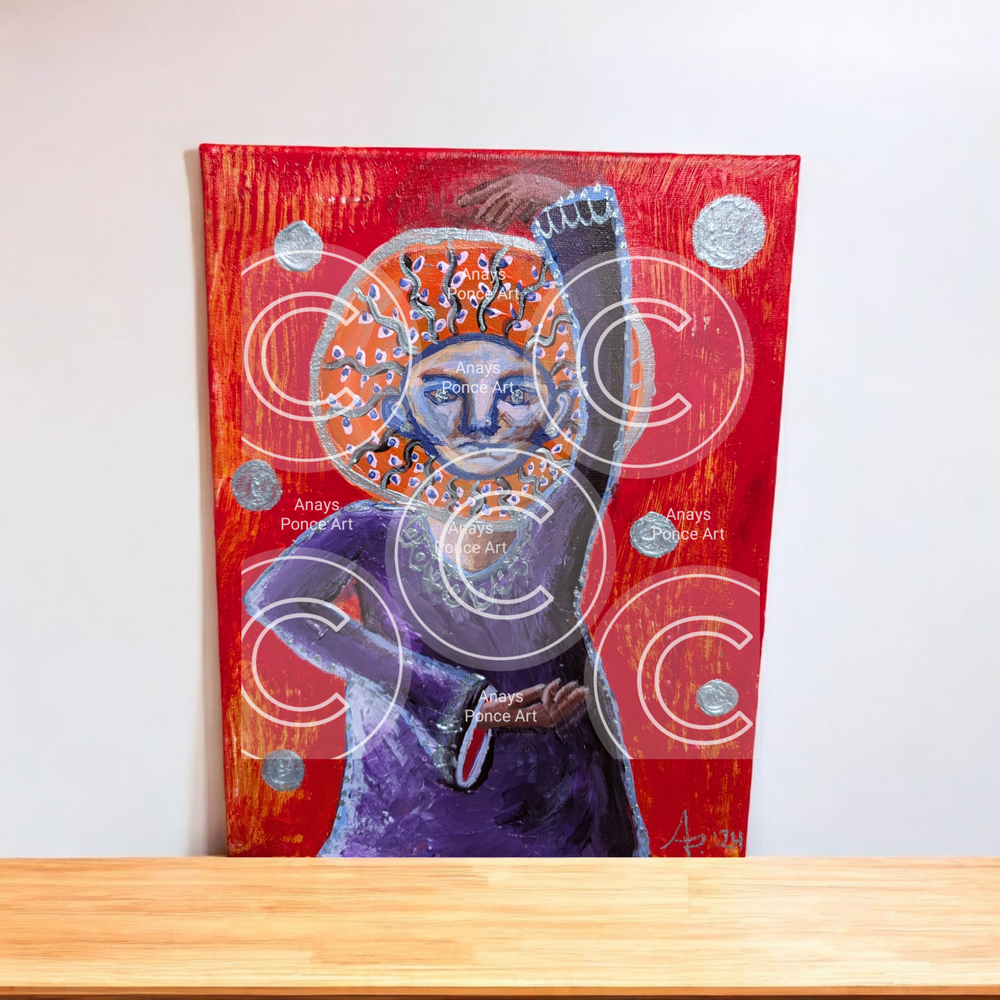 Original Acrylic Painting on Canvas Woman Dancing 9"X12"