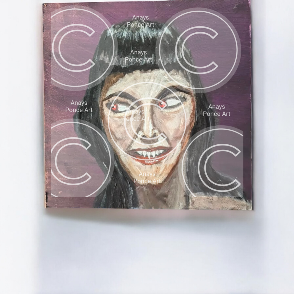 Original Acrylic Painting on wood Vampire Woman
